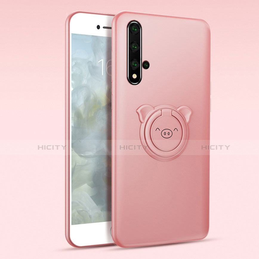 Custodia Silicone Ultra Sottile Morbida Cover con Magnetico Anello Supporto T04 per Huawei Honor 20