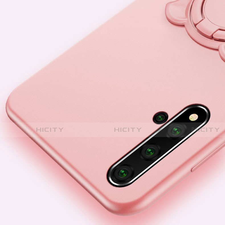 Custodia Silicone Ultra Sottile Morbida Cover con Magnetico Anello Supporto T04 per Huawei Honor 20