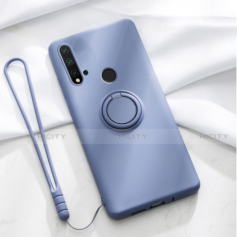 Custodia Silicone Ultra Sottile Morbida Cover con Magnetico Anello Supporto T04 per Huawei Nova 5i Viola