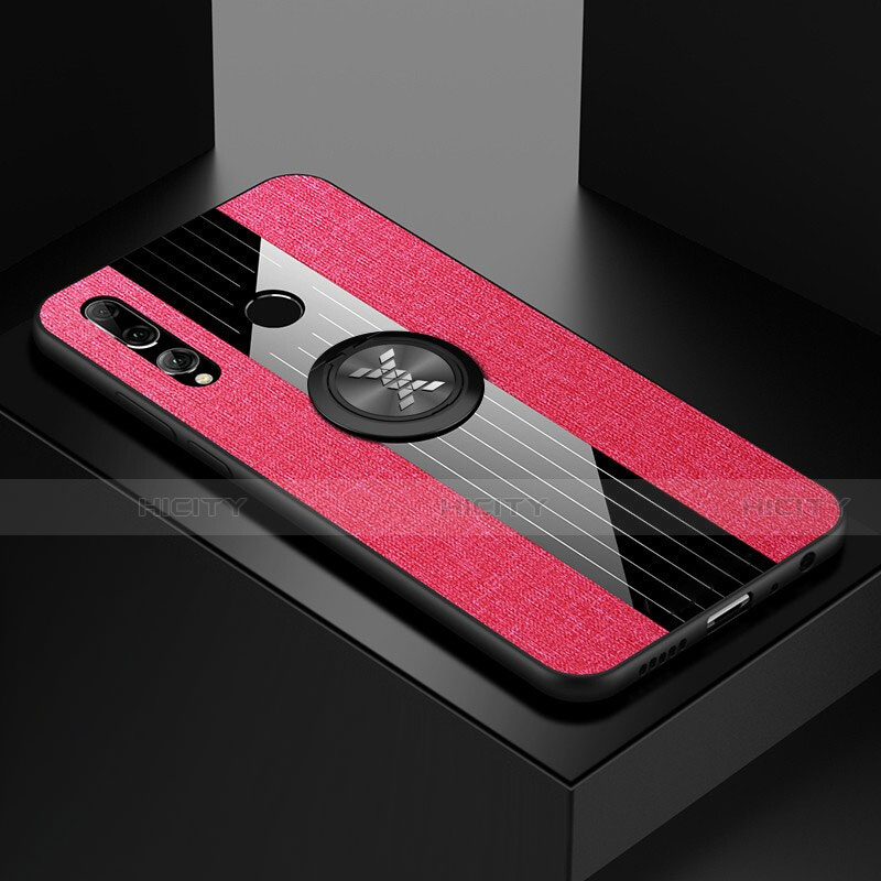 Custodia Silicone Ultra Sottile Morbida Cover con Magnetico Anello Supporto T04 per Huawei P Smart+ Plus (2019) Rosso