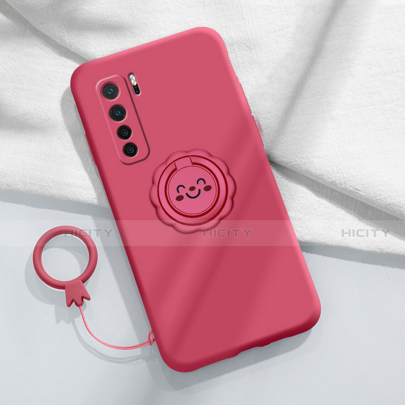 Custodia Silicone Ultra Sottile Morbida Cover con Magnetico Anello Supporto T04 per Huawei P40 Lite 5G