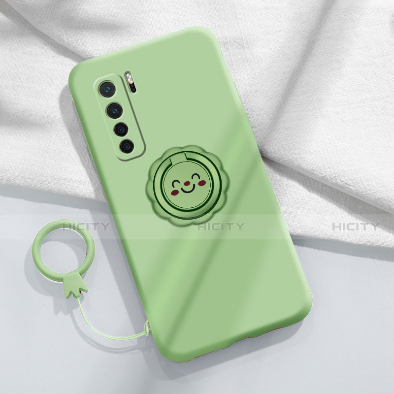 Custodia Silicone Ultra Sottile Morbida Cover con Magnetico Anello Supporto T04 per Huawei P40 Lite 5G