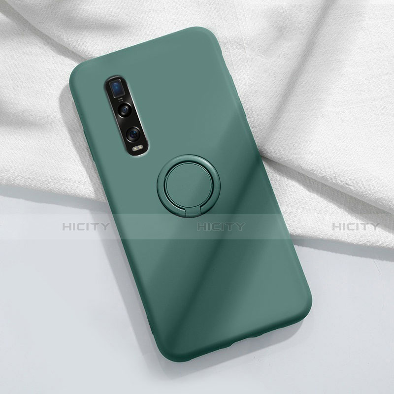 Custodia Silicone Ultra Sottile Morbida Cover con Magnetico Anello Supporto T04 per Oppo Find X2 Pro