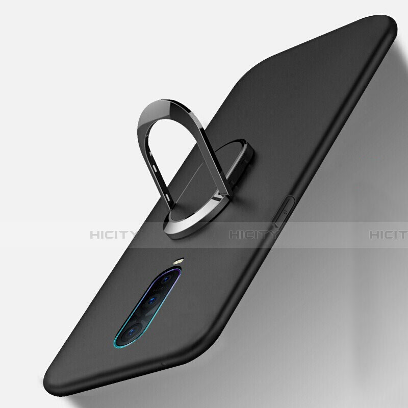 Custodia Silicone Ultra Sottile Morbida Cover con Magnetico Anello Supporto T04 per Oppo R17 Pro Nero