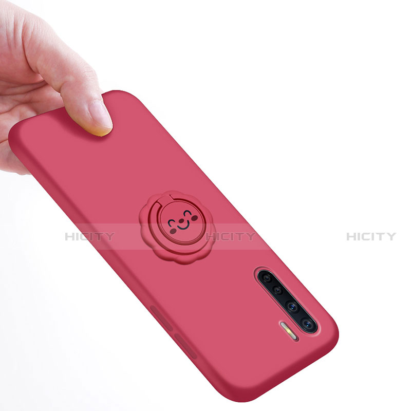 Custodia Silicone Ultra Sottile Morbida Cover con Magnetico Anello Supporto T04 per Oppo Reno3