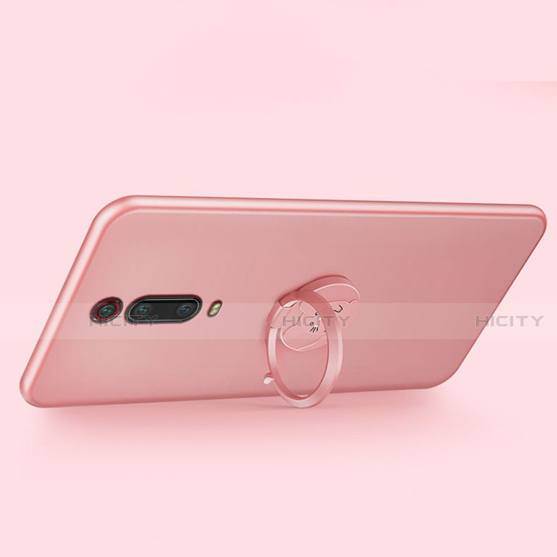 Custodia Silicone Ultra Sottile Morbida Cover con Magnetico Anello Supporto T04 per Xiaomi Mi 9T