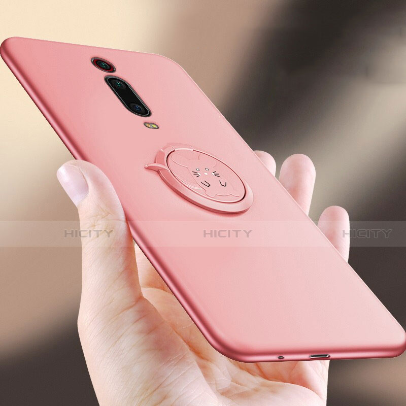 Custodia Silicone Ultra Sottile Morbida Cover con Magnetico Anello Supporto T04 per Xiaomi Mi 9T