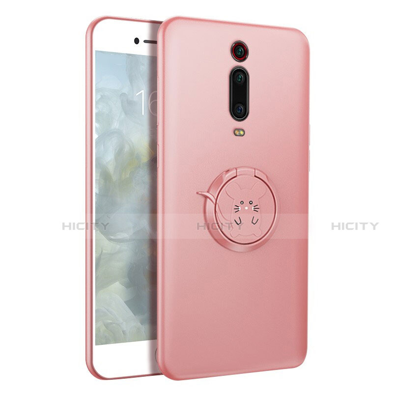 Custodia Silicone Ultra Sottile Morbida Cover con Magnetico Anello Supporto T04 per Xiaomi Mi 9T Pro