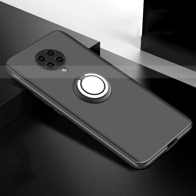 Custodia Silicone Ultra Sottile Morbida Cover con Magnetico Anello Supporto T04 per Xiaomi Poco F2 Pro Nero