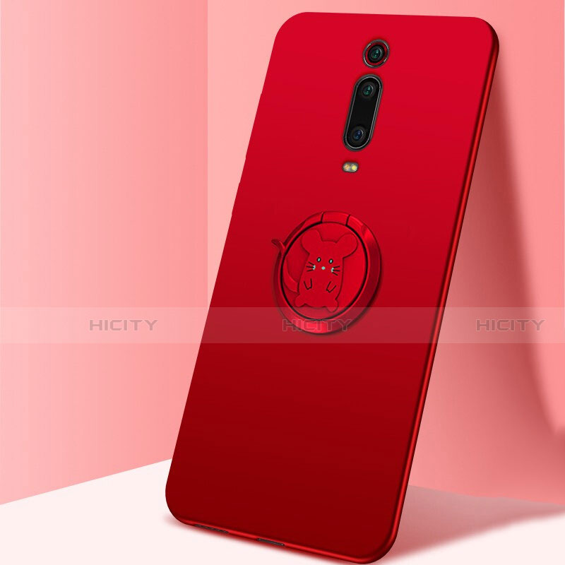 Custodia Silicone Ultra Sottile Morbida Cover con Magnetico Anello Supporto T04 per Xiaomi Redmi K20