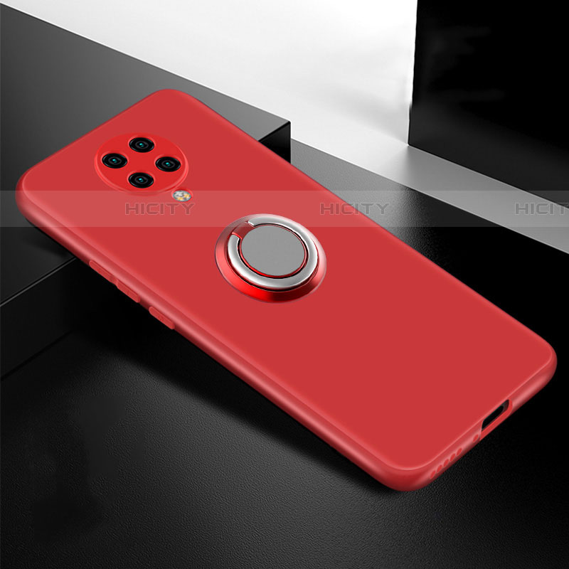 Custodia Silicone Ultra Sottile Morbida Cover con Magnetico Anello Supporto T04 per Xiaomi Redmi K30 Pro 5G Rosso