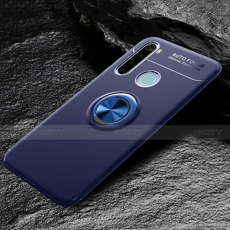 Custodia Silicone Ultra Sottile Morbida Cover con Magnetico Anello Supporto T04 per Xiaomi Redmi Note 8 (2021)