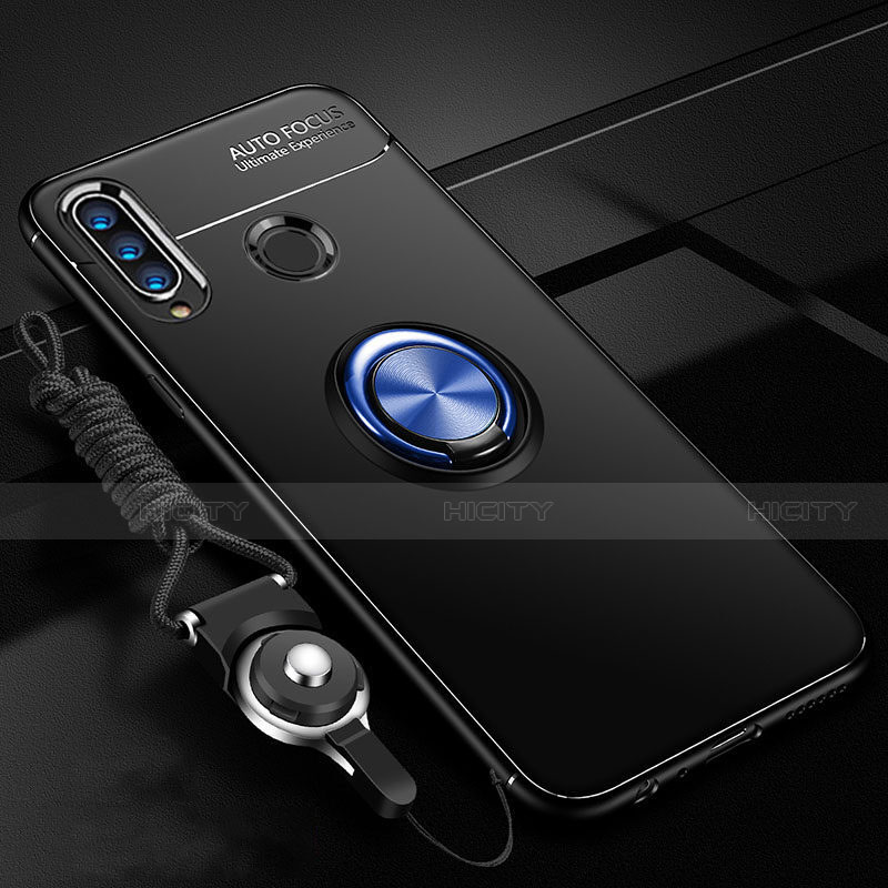 Custodia Silicone Ultra Sottile Morbida Cover con Magnetico Anello Supporto T05 per Huawei Honor 10i Blu e Nero