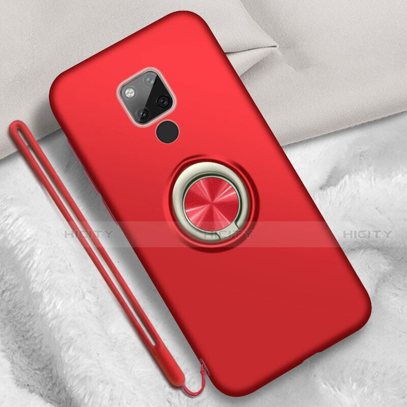 Custodia Silicone Ultra Sottile Morbida Cover con Magnetico Anello Supporto T05 per Huawei Mate 20 X 5G