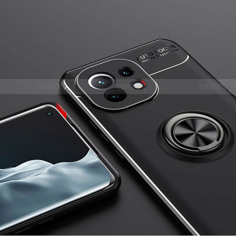 Custodia Silicone Ultra Sottile Morbida Cover con Magnetico Anello Supporto T05 per Xiaomi Mi 11 Lite 5G NE