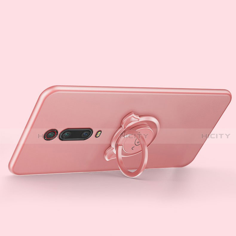 Custodia Silicone Ultra Sottile Morbida Cover con Magnetico Anello Supporto T05 per Xiaomi Mi 9T