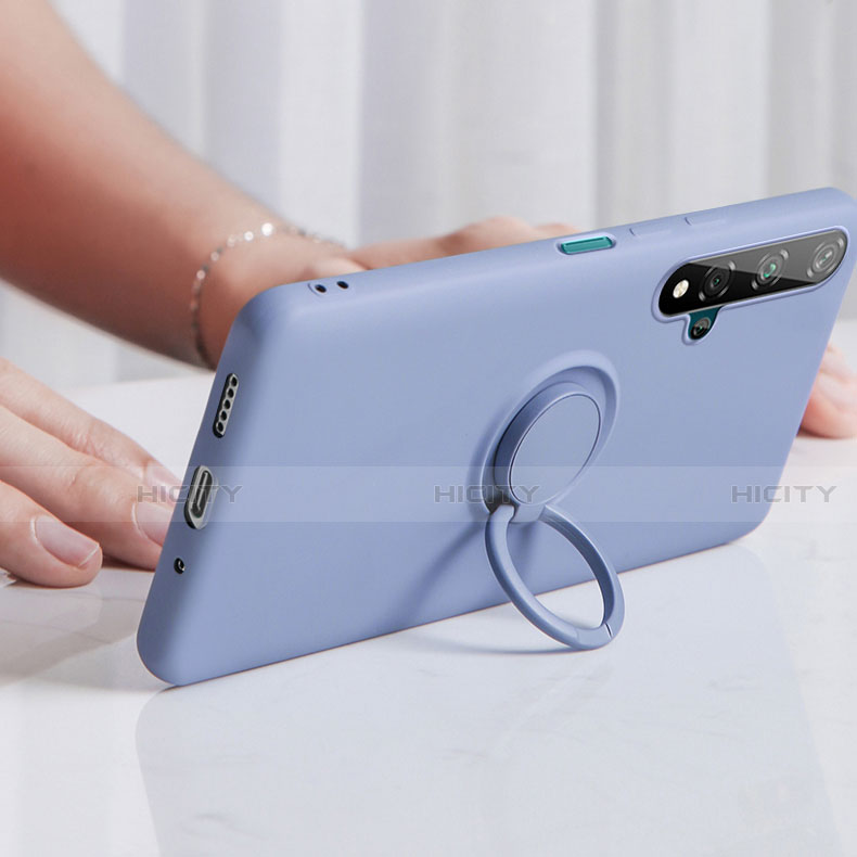 Custodia Silicone Ultra Sottile Morbida Cover con Magnetico Anello Supporto T06 per Huawei Honor 20