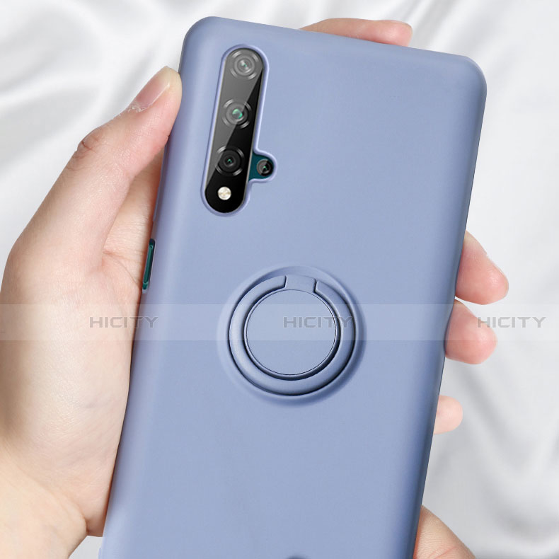 Custodia Silicone Ultra Sottile Morbida Cover con Magnetico Anello Supporto T06 per Huawei Honor 20