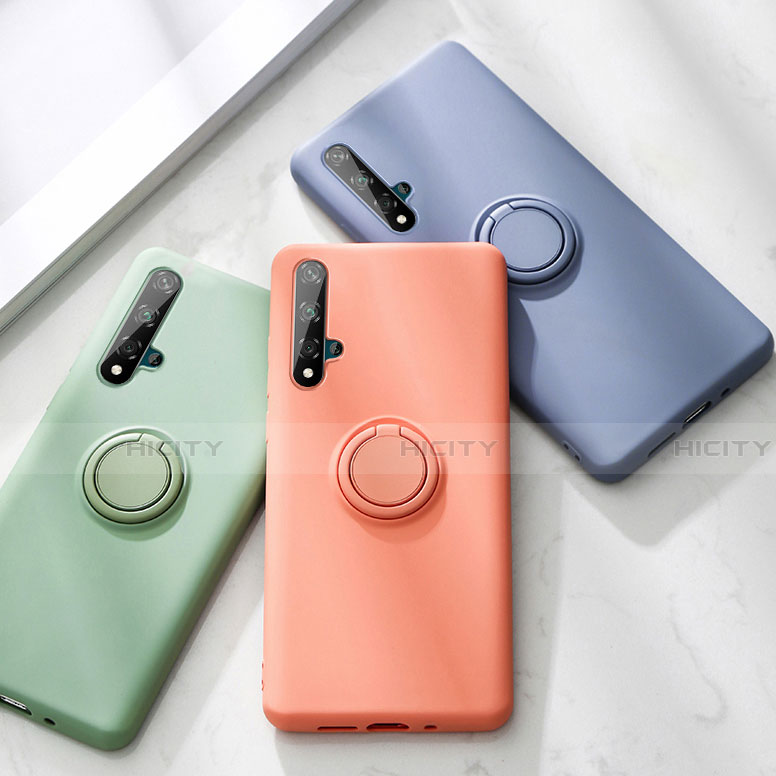 Custodia Silicone Ultra Sottile Morbida Cover con Magnetico Anello Supporto T06 per Huawei Honor 20