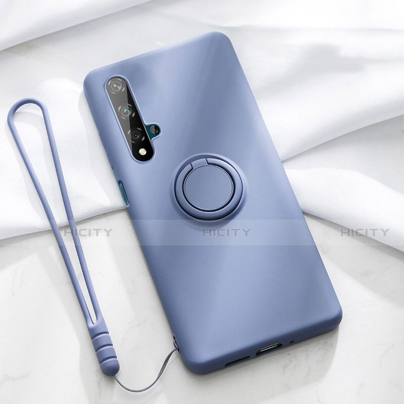 Custodia Silicone Ultra Sottile Morbida Cover con Magnetico Anello Supporto T06 per Huawei Honor 20S Viola