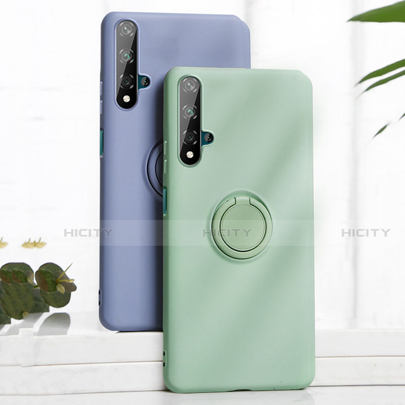 Custodia Silicone Ultra Sottile Morbida Cover con Magnetico Anello Supporto T06 per Huawei Nova 5T