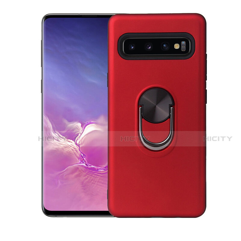 Custodia Silicone Ultra Sottile Morbida Cover con Magnetico Anello Supporto T07 per Samsung Galaxy S10 5G Rosso