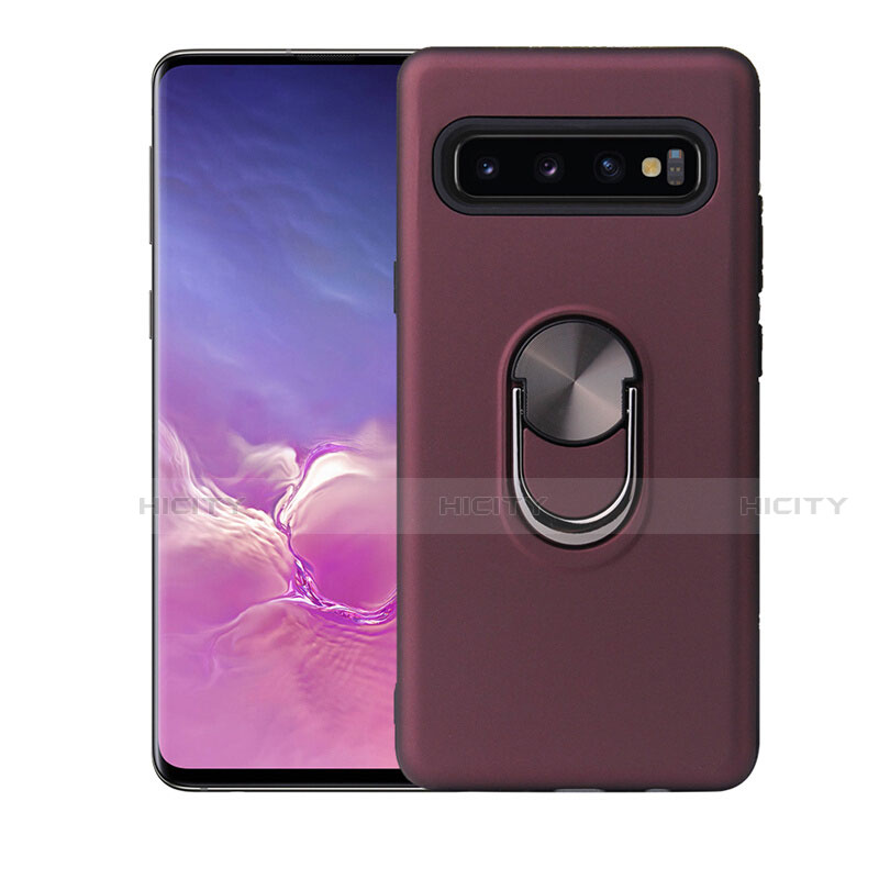 Custodia Silicone Ultra Sottile Morbida Cover con Magnetico Anello Supporto T07 per Samsung Galaxy S10 Plus