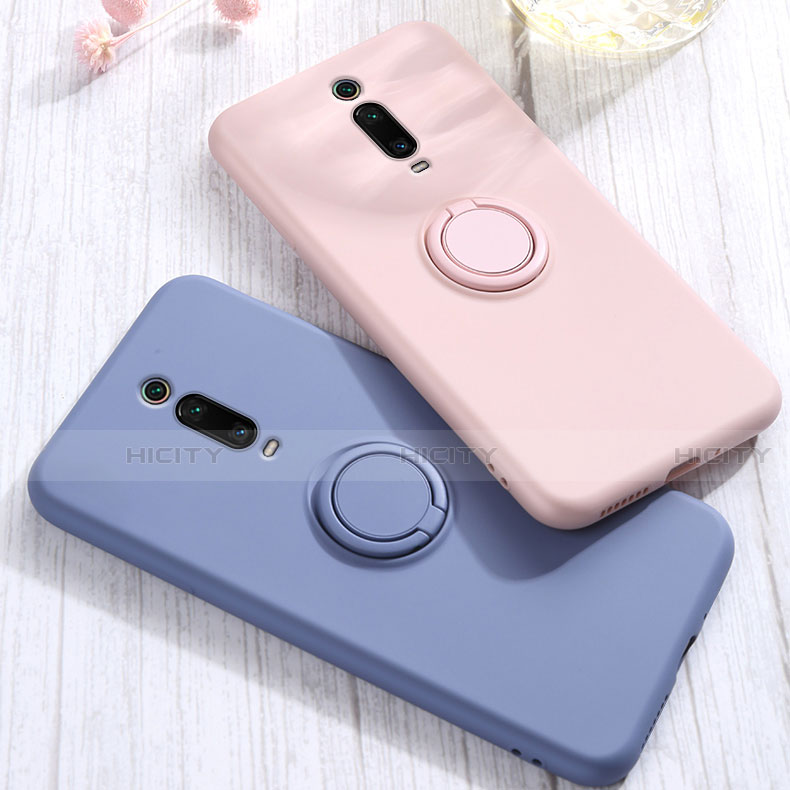 Custodia Silicone Ultra Sottile Morbida Cover con Magnetico Anello Supporto T07 per Xiaomi Mi 9T Pro