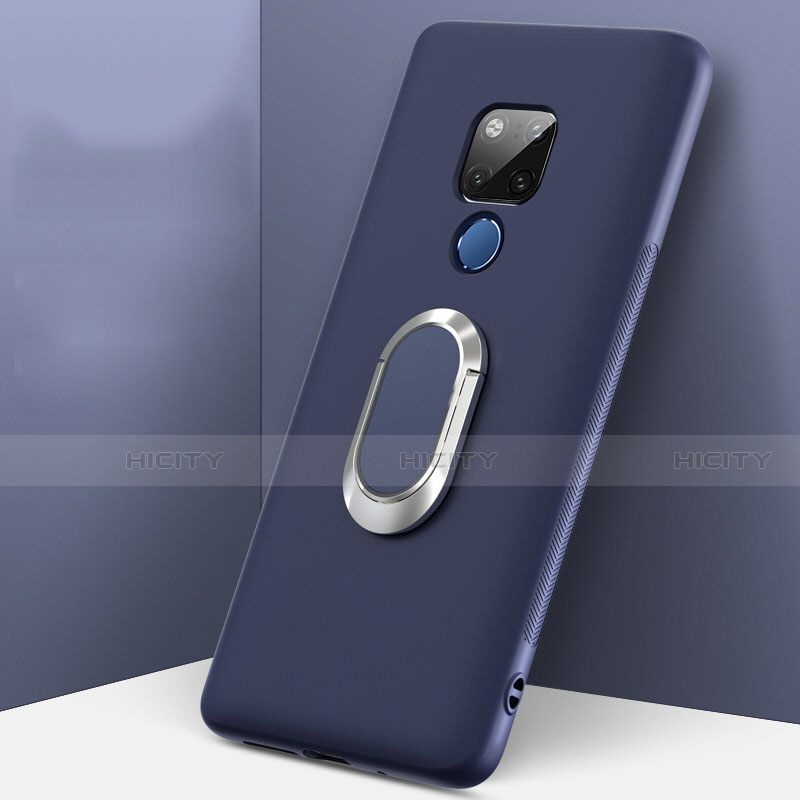 Custodia Silicone Ultra Sottile Morbida Cover con Magnetico Anello Supporto T08 per Huawei Mate 20 X 5G