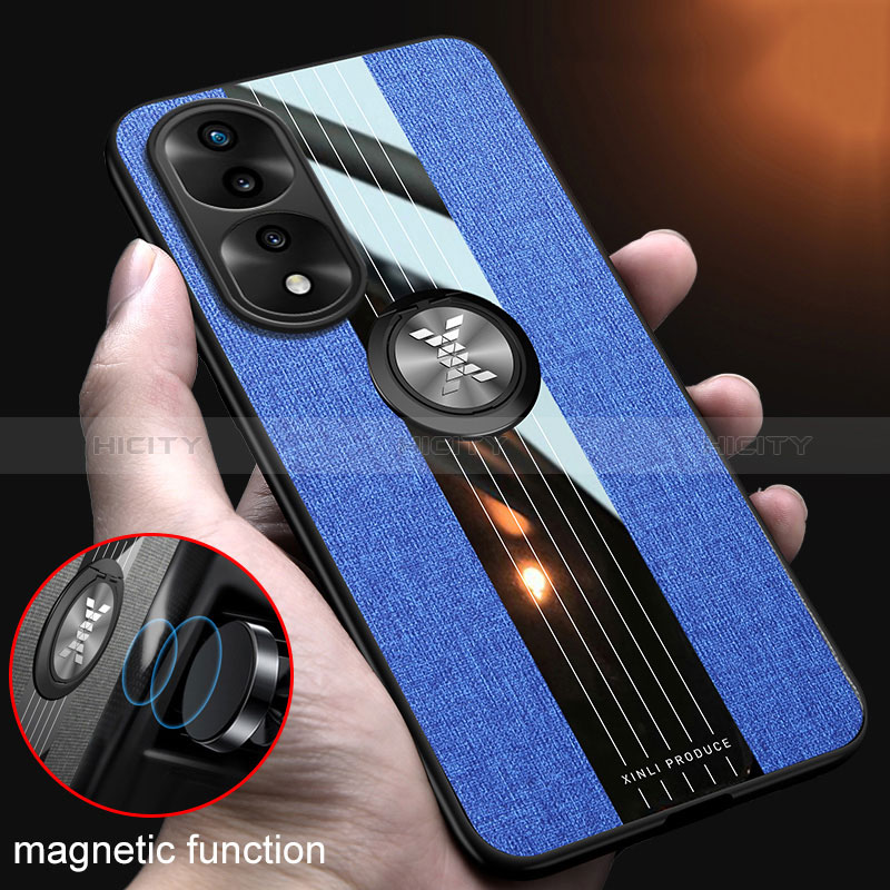 Custodia Silicone Ultra Sottile Morbida Cover con Magnetico Anello Supporto X01L per Huawei Honor 70 Pro 5G