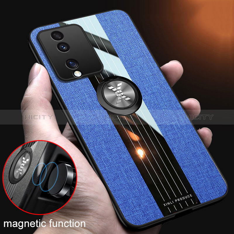 Custodia Silicone Ultra Sottile Morbida Cover con Magnetico Anello Supporto X01L per Huawei Honor 80 5G