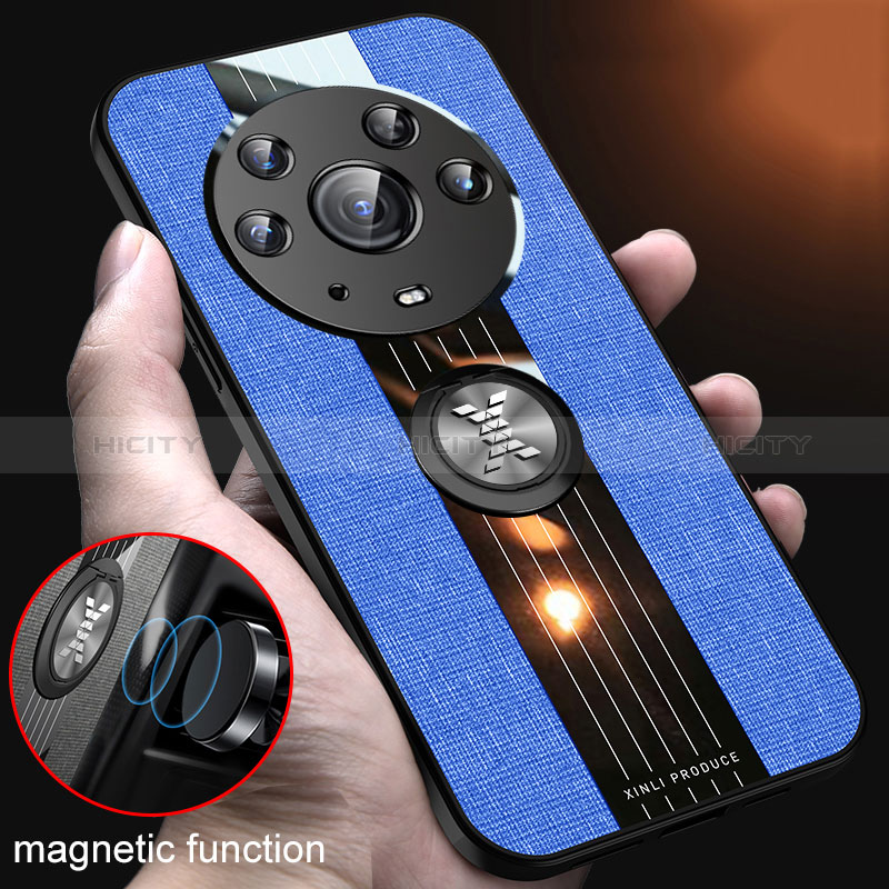 Custodia Silicone Ultra Sottile Morbida Cover con Magnetico Anello Supporto X01L per Huawei Honor Magic3 Pro 5G