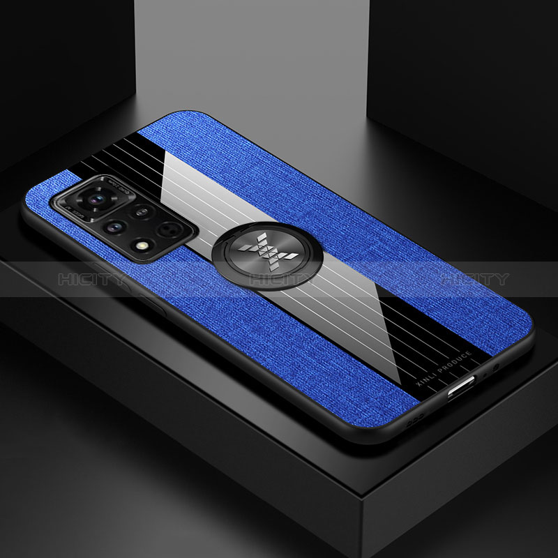 Custodia Silicone Ultra Sottile Morbida Cover con Magnetico Anello Supporto X01L per Huawei Honor V40 5G Blu