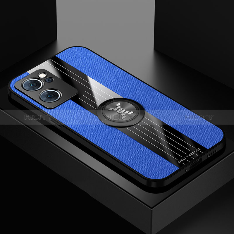 Custodia Silicone Ultra Sottile Morbida Cover con Magnetico Anello Supporto X01L per OnePlus Nord CE 2 5G Blu