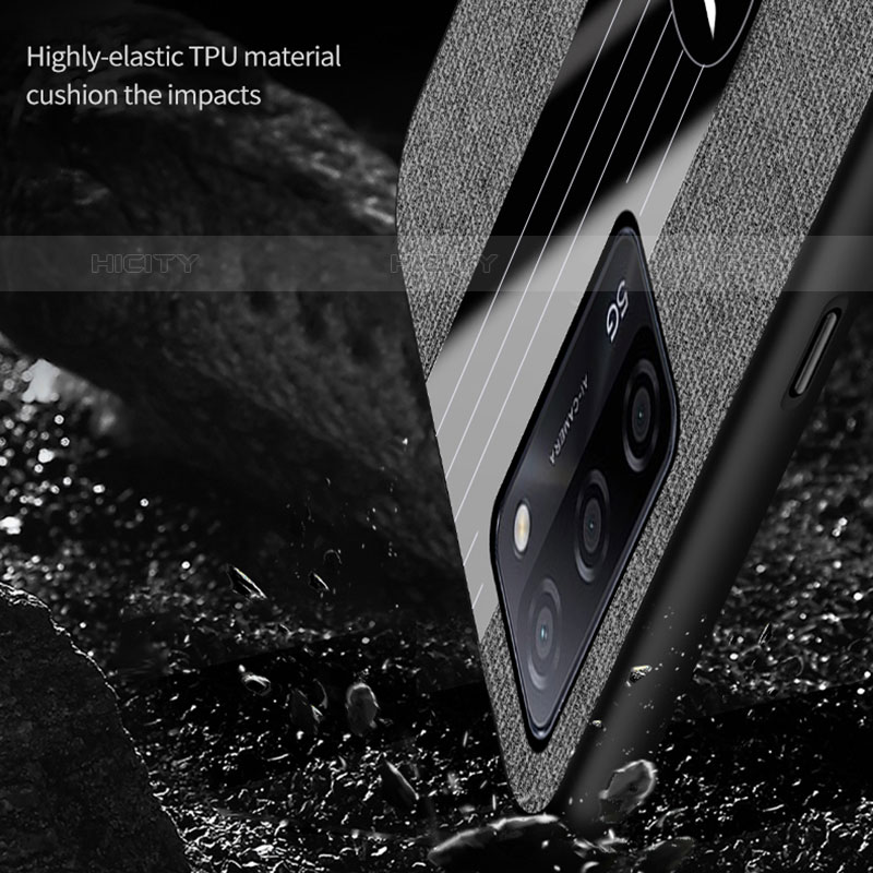 Custodia Silicone Ultra Sottile Morbida Cover con Magnetico Anello Supporto X01L per Oppo A55 5G
