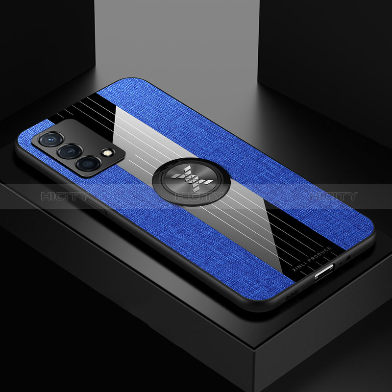 Custodia Silicone Ultra Sottile Morbida Cover con Magnetico Anello Supporto X01L per Oppo K9 5G Blu