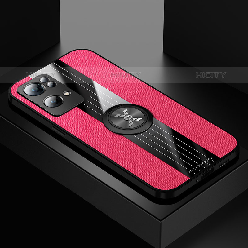 Custodia Silicone Ultra Sottile Morbida Cover con Magnetico Anello Supporto X01L per Oppo Reno7 Pro 5G Rosso