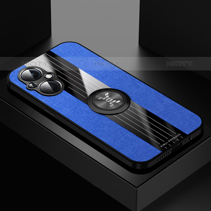 Custodia Silicone Ultra Sottile Morbida Cover con Magnetico Anello Supporto X01L per Oppo Reno7 Z 5G Blu