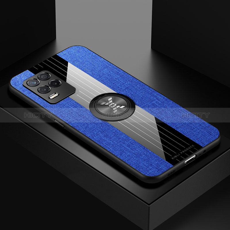 Custodia Silicone Ultra Sottile Morbida Cover con Magnetico Anello Supporto X01L per Realme 8s 5G Blu