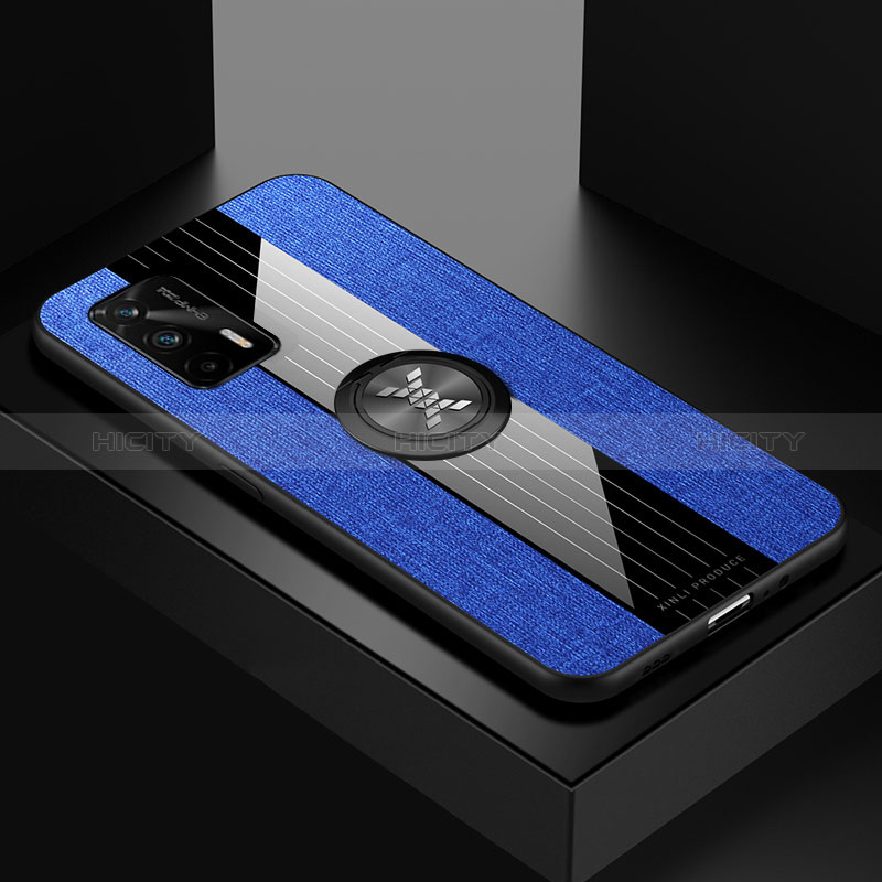 Custodia Silicone Ultra Sottile Morbida Cover con Magnetico Anello Supporto X01L per Realme GT 5G Blu