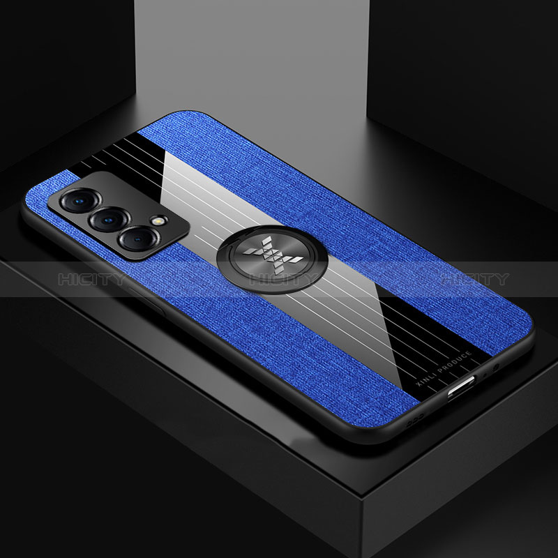 Custodia Silicone Ultra Sottile Morbida Cover con Magnetico Anello Supporto X01L per Realme GT Master 5G Blu