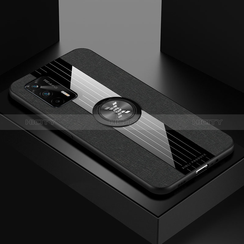 Custodia Silicone Ultra Sottile Morbida Cover con Magnetico Anello Supporto X01L per Realme GT Neo 2T 5G Nero