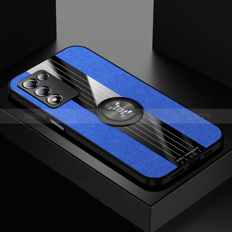 Custodia Silicone Ultra Sottile Morbida Cover con Magnetico Anello Supporto X01L per Realme Q3t 5G Blu