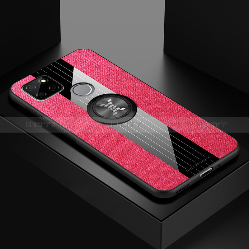 Custodia Silicone Ultra Sottile Morbida Cover con Magnetico Anello Supporto X01L per Realme V3 5G Rosso