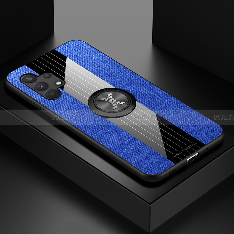 Custodia Silicone Ultra Sottile Morbida Cover con Magnetico Anello Supporto X01L per Samsung Galaxy A32 5G Blu