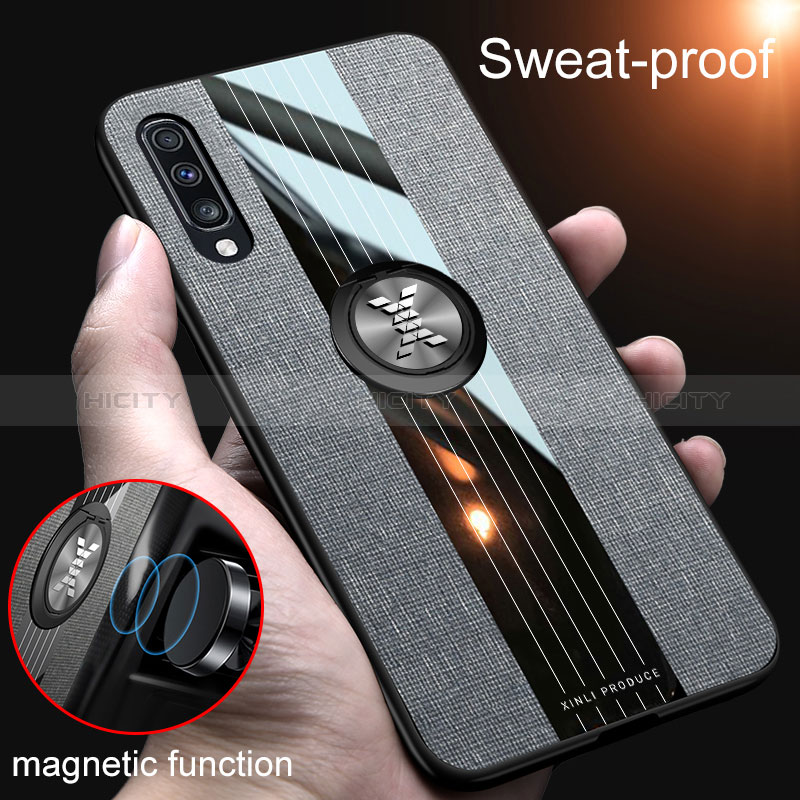 Custodia Silicone Ultra Sottile Morbida Cover con Magnetico Anello Supporto X01L per Samsung Galaxy A70S