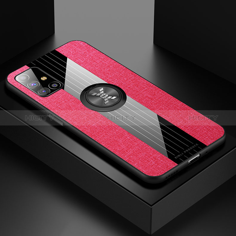 Custodia Silicone Ultra Sottile Morbida Cover con Magnetico Anello Supporto X01L per Samsung Galaxy M31s Rosso