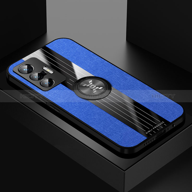 Custodia Silicone Ultra Sottile Morbida Cover con Magnetico Anello Supporto X01L per Vivo X70 5G Blu