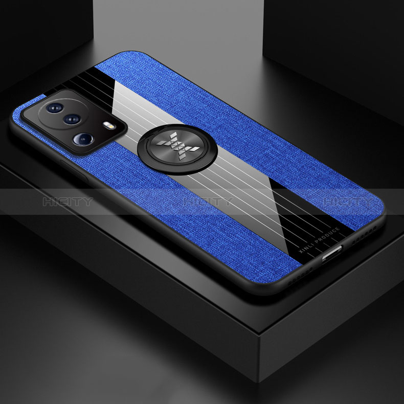 Custodia Silicone Ultra Sottile Morbida Cover con Magnetico Anello Supporto X01L per Xiaomi Civi 2 5G Blu