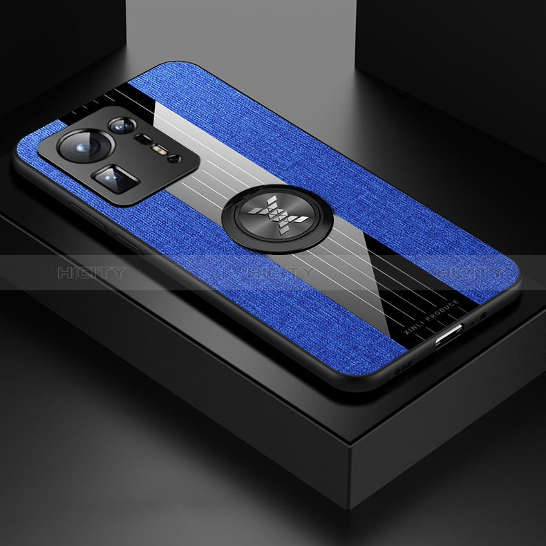 Custodia Silicone Ultra Sottile Morbida Cover con Magnetico Anello Supporto X01L per Xiaomi Mi Mix 4 5G Blu
